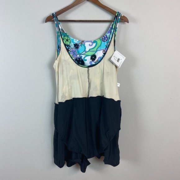 Amoena Skirted Swimsuit 24 One Piece Floral Multicolor Padded Bust Women New NWT - Picture 5 of 11